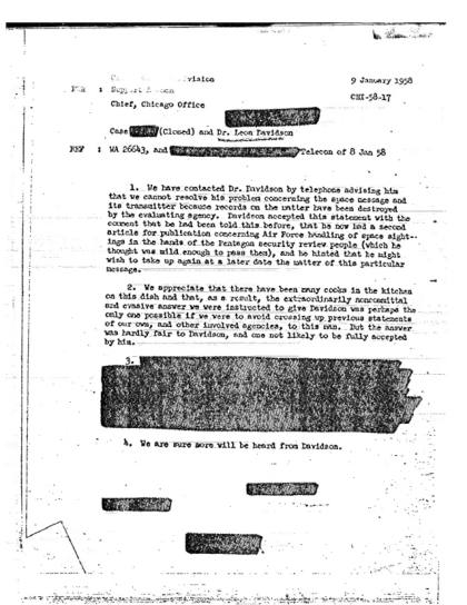 CIA y el caso de un mensaje espacial