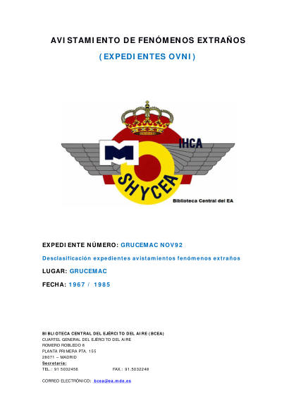 Avistamientos OVNI en España 1967-1985