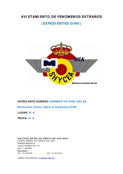 Normativa militar española sobre OVNI