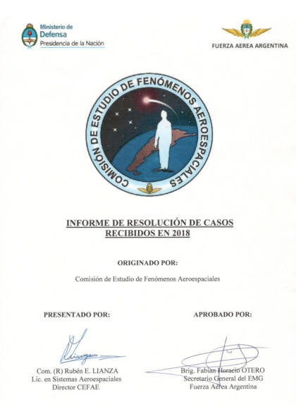 Casos OVNI resueltos en Argentina 2018