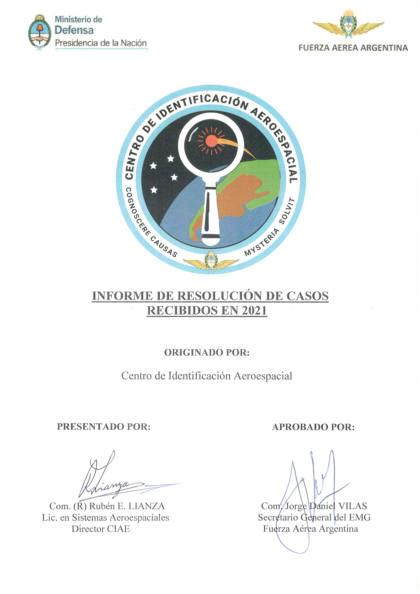 Informe OVNI argentino 2021 resuelto