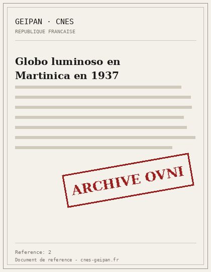 Globo luminoso en Martinica en 1937