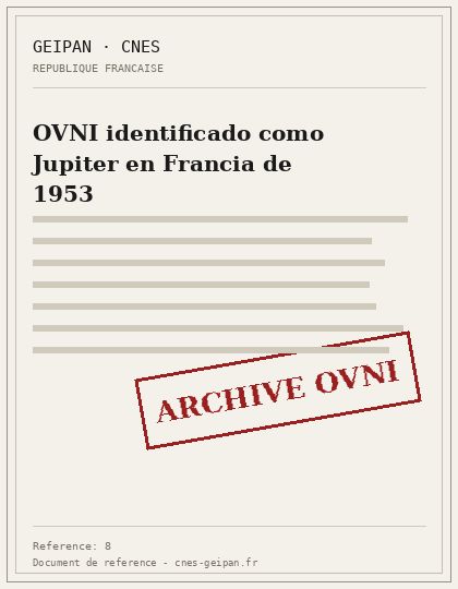 OVNI identificado como Jupiter en Francia de 1953