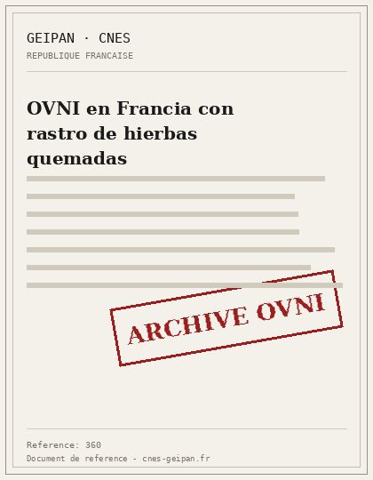 OVNI en Francia con rastro de hierbas quemadas