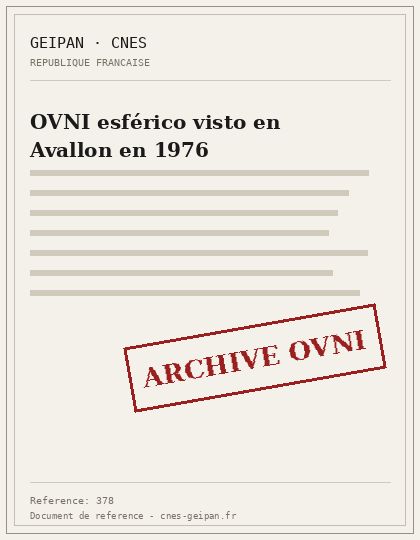 OVNI esférico visto en Avallon en 1976