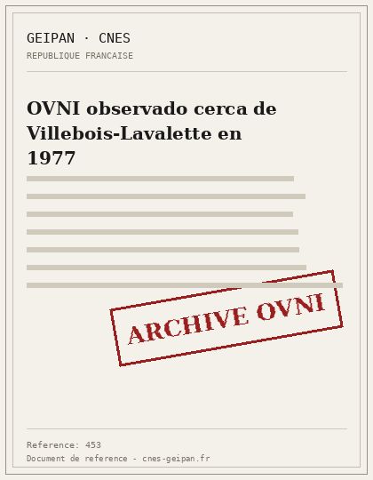 OVNI observado cerca de Villebois-Lavalette en 1977