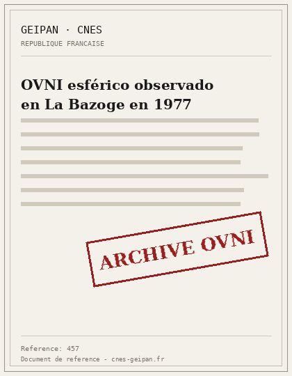 OVNI esférico observado en La Bazoge en 1977