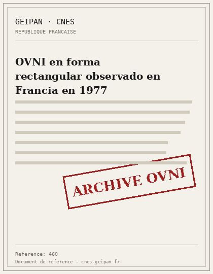 OVNI en forma rectangular observado en Francia en 1977