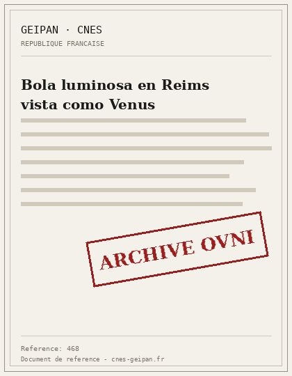 Bola luminosa en Reims vista como Venus