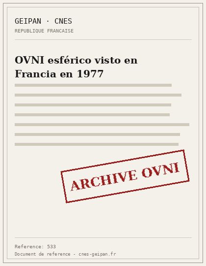 OVNI esférico visto en Francia en 1977