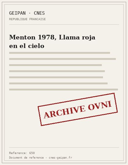 Menton 1978, Llama roja en el cielo