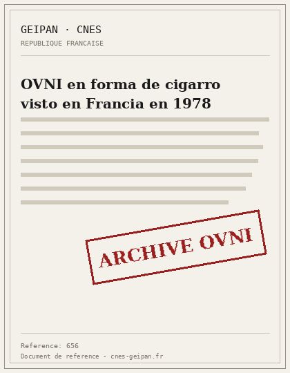 OVNI en forma de cigarro visto en Francia en 1978