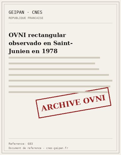 OVNI rectangular observado en Saint-Junien en 1978