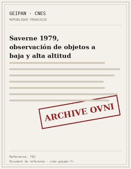Saverne 1979, observación de objetos a baja y alta altitud