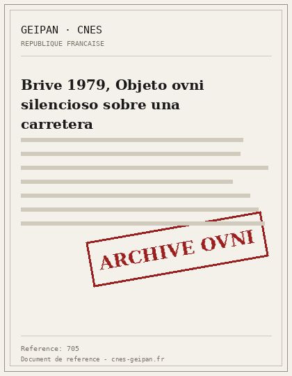 Brive 1979, Objeto ovni silencioso sobre una carretera