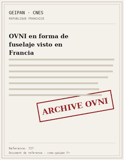 OVNI en forma de fuselaje visto en Francia