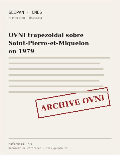 OVNI trapezoidal sobre Saint-Pierre-et-Miquelon en 1979
