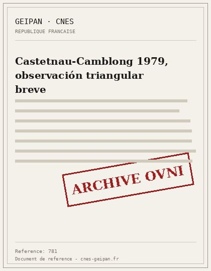 Castetnau-Camblong 1979, observación triangular breve
