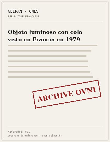 Objeto luminoso con cola visto en Francia en 1979