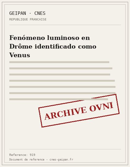Fenómeno luminoso en Drôme identificado como Venus