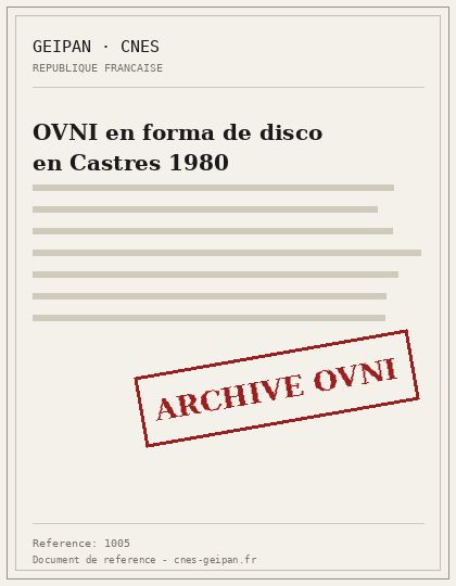 Disco luminoso y haces de luz en Castres, 1980