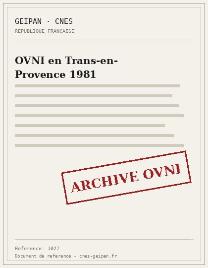 Aterrizaje con huellas en el suelo en Trans-en-Provence, 1981