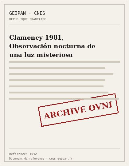Luz nocturna recurrente sobre Clamecy en 1981