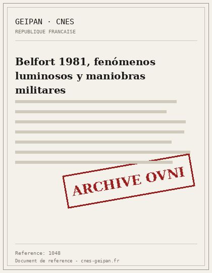 Fenómenos luminosos y maniobras militares en Belfort