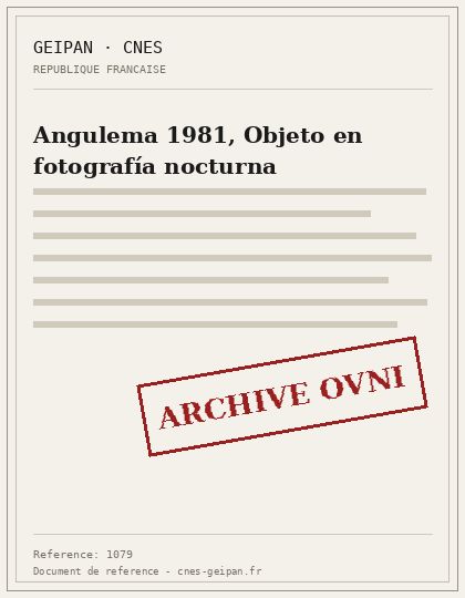 Objeto luminoso descubierto en una fotografía nocturna en Angulema en 1981