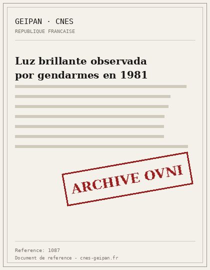 Luz brillante identificada como Sirio por gendarmes en Lhuis en 1981