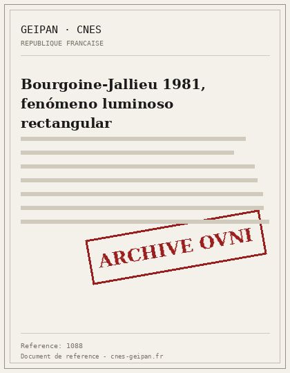 Luminous rectangle in a forest near Bourgoin-Jallieu in 1981