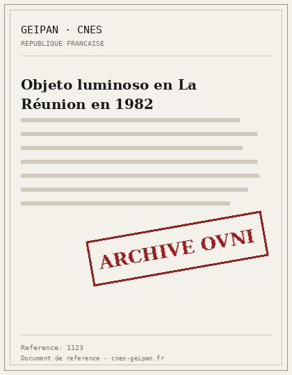 Esfera luminosa con estela sobre Saint-Denis de La Réunion, 1982