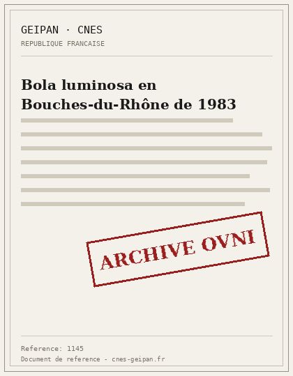 Bola blanca con estela multicolor en Bouches-du-Rhône, 1983