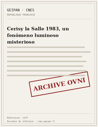 Bola de fuego con silbido y explosión en Cerisy-la-Salle, 1983