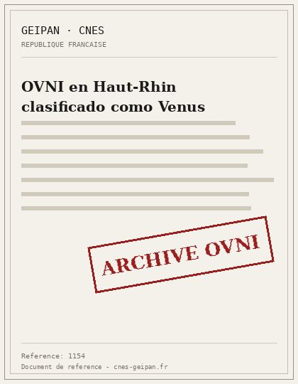 Objeto luminoso sobre Fréland reclasificado como Venus, 1983