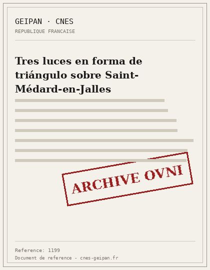 Triángulo luminoso estático sobre Saint-Médard-en-Jalles en 1984