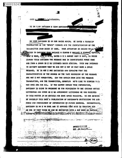 CIA investiga mensaje espacial