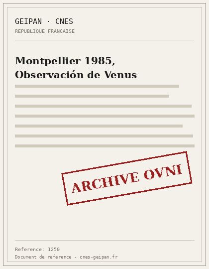 Montpellier 1985, punto brillante identificado como Venus