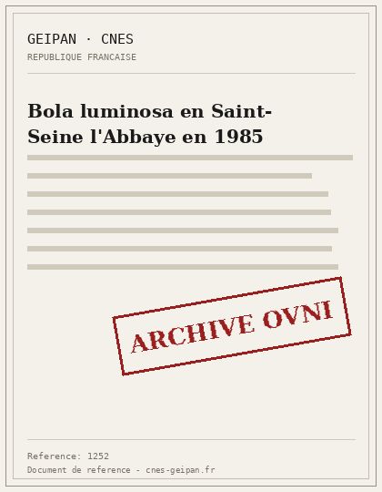 Saint-Seine-l'Abbaye 1985, bola de fuego silenciosa a baja altura