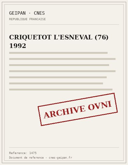 Criquetot-l'Esneval 1992, objeto rojo con marcas en el suelo