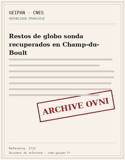 Restos de globo sonda hallados en Champ-du-Boult, 1997