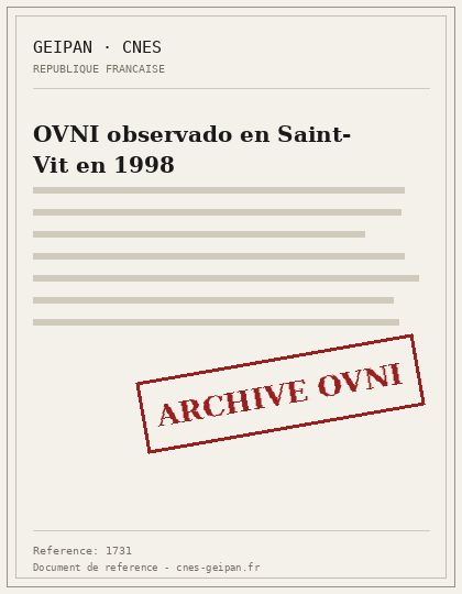 Disco luminoso avistado en Saint-Vit, 1998