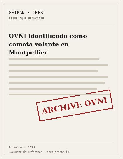 Cometa de fotografía confundida con OVNI en Montpellier, 1998