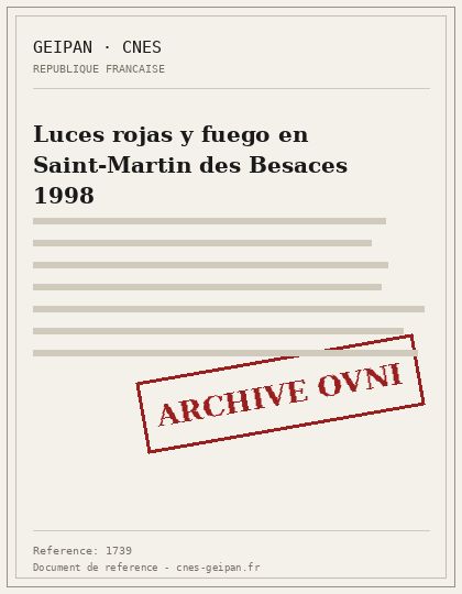 Cohetes de señales confundidos con luces en Saint-Martin des Besaces, 1998