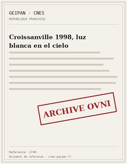 Luz blanca identificada como estación Mir en Croissanville, 1998