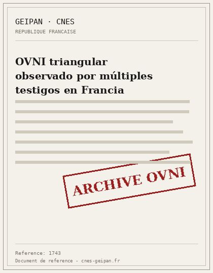 Objeto triangular avistado por múltiples testigos en el noreste de Francia, 1998