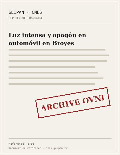 Broyes 2000, luz intensa y apagón de motor en un automóvil