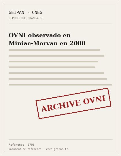 Miniac-Morvan 2000, objeto alargado con llamas y estela