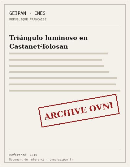Triángulo luminoso fugaz en Castanet-Tolosan