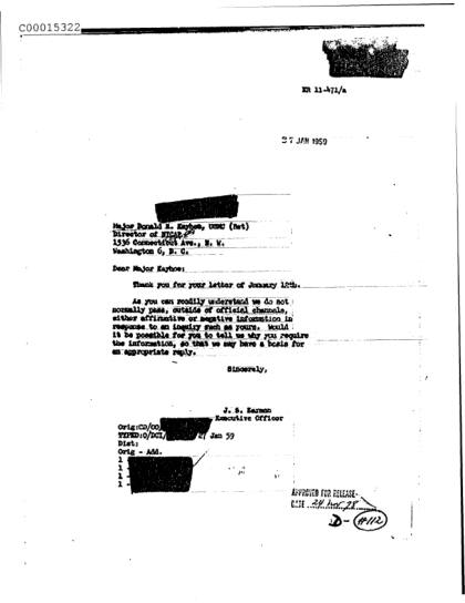 Cartas de la CIA sobre objetos voladores no identificados